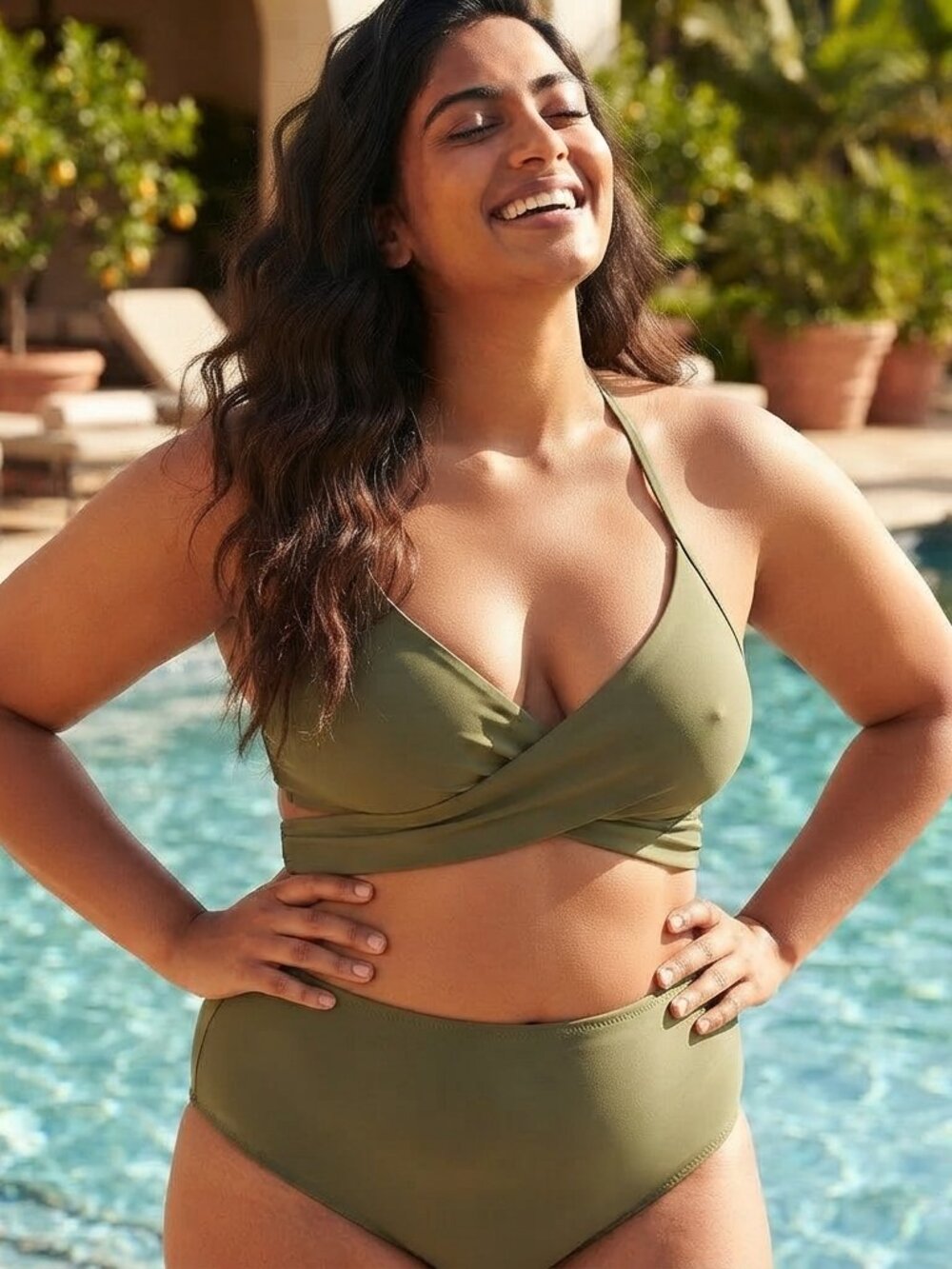 Aerie Wrap Halter Adjustable Straps Bikini Swimsuit Top Green Plus Size XXL NWT